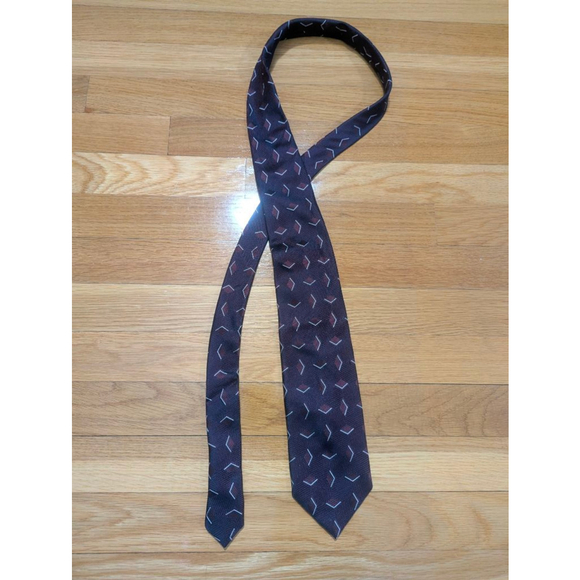 Barneys New York Vintage Men's Tie Navy Burgundy Geometric - Picture 5 of 6